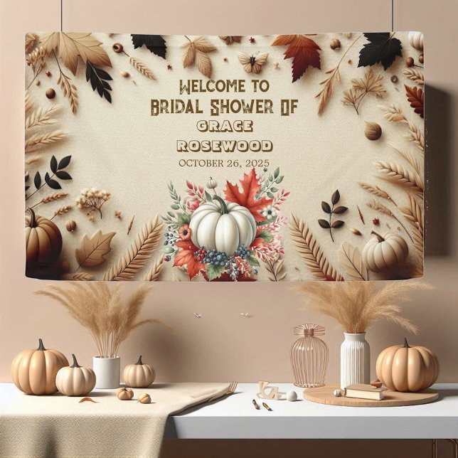 Banderoles Tombez Amoureux de la Citrouille Campagnarde Éléga (Fall In Love Pumpkin Country Rustic Bridal Shower Banner)
