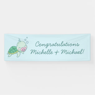 Banderoles Tortue de mer mignonne Baby shower Kawaii Rose Gir