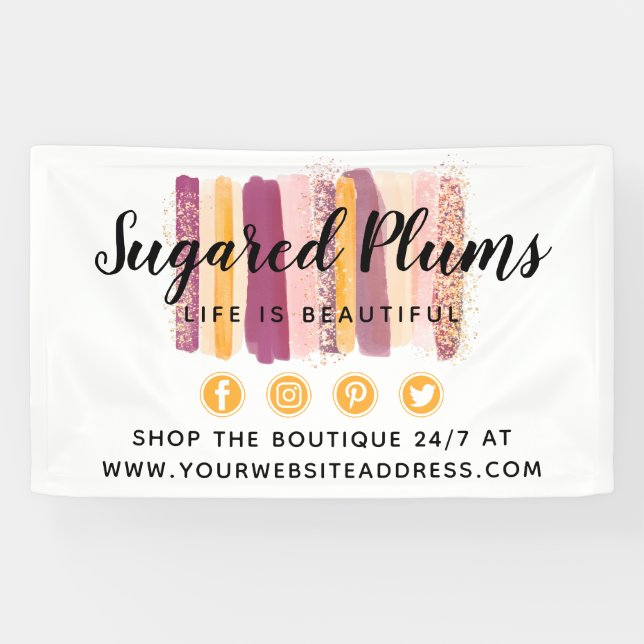 Banderoles Touches de peinture à l'aquarelle tendance prune p (Horizontal)
