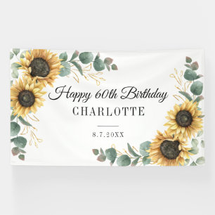 Banderoles Tournesol floral aquarelle 60e anniversaire
