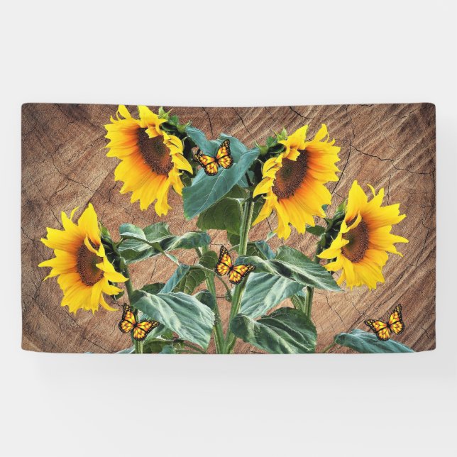 Banderoles Tournesol Papillons Rustic Barque (Horizontal)
