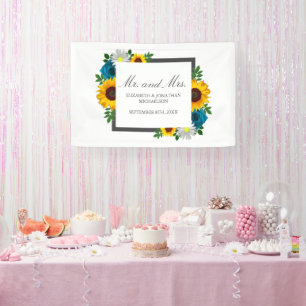 Banderoles Tournesol Rose Daisy Floral Mariage
