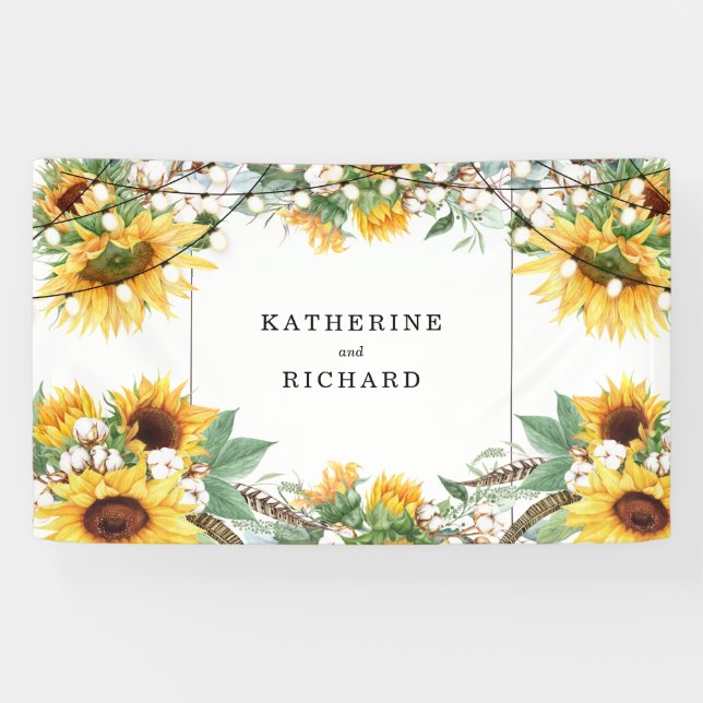 Banderoles Tournesol rustique Coloré Mariage (Horizontal)