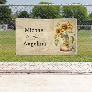 Banderoles Tournesol rustique mariage sur Arrière - plan de b