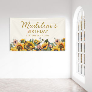 Banderoles Tournesols Papillon Anniversaire Femme