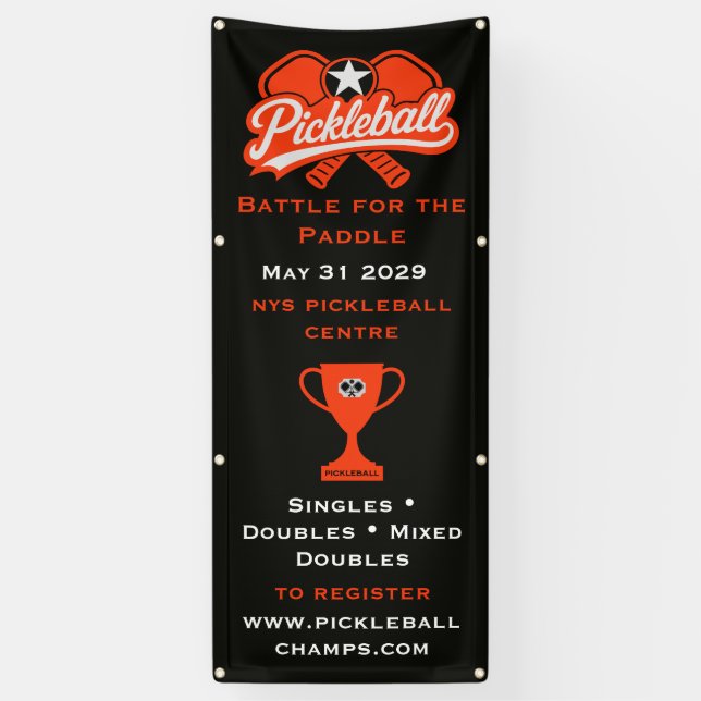 Banderoles Tournoi de compétition de pickleball (Vertical)