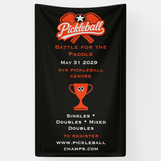 Banderoles Tournoi de compétition de pickleball (Vertical)