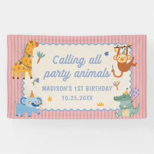 Banderoles Tous les animaux de fête sont invités Safari Anniv