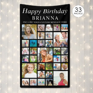 Banderoles Tous les anniversaires 33 Collage de photos Minima