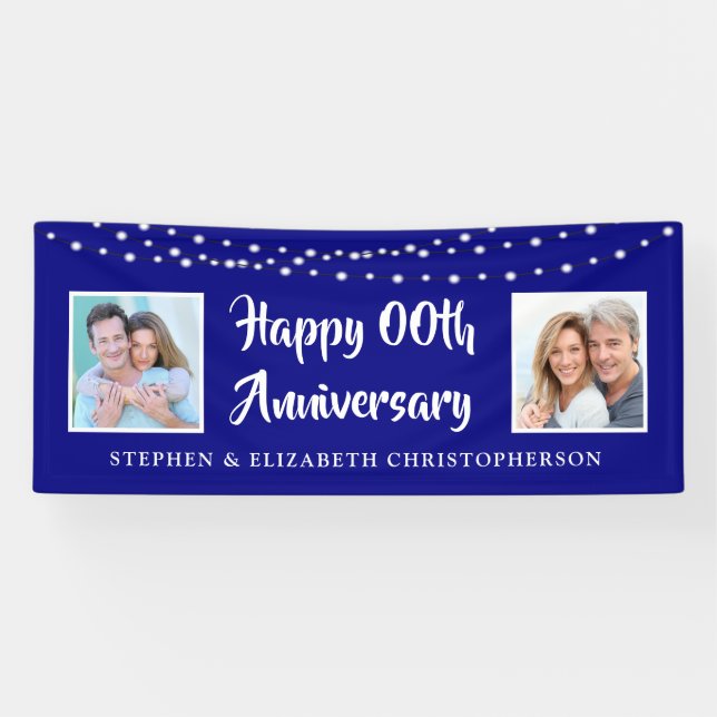 Banderoles Tout Anniversaire Alors & Maintenant Photos Lumièr (Horizontal)