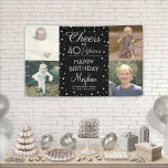 Banderoles TOUTE Anniversaire Cheval Noir & Blanc Confetti 4<br><div class="desc">Célébrez un joyeux anniversaire d'étape avec une bannière personnalisée de 4 photos noir, blanc et faux argent. (CONSEIL EN MATIÈRE DE PLACEMENT D'IMAGE : Une façon simple de centrer une image exactement comme vous voulez est de la rogner avant de la télécharger sur le site Zazzle.) Design comprend quatre photos...</div>