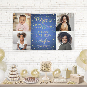 Banderoles Toute photo de 4 Anniversaire Acclamations Bleu et
