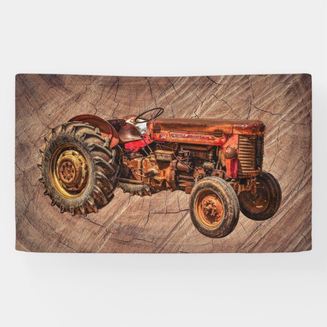 Banderoles Tracteur rouge antique (Horizontal)