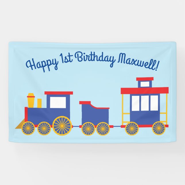 Banderoles Train Cute Choo-Choo 1er Anniversaire Thème (Horizontal)