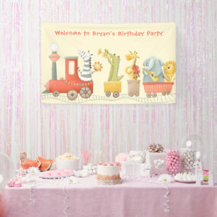Banderoles Train d'animaux musical pour anniversaire