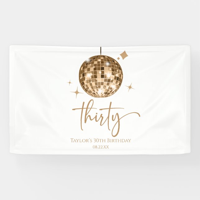 Banderoles Trente Boule Disco Or 30e Anniversaire (Horizontal)