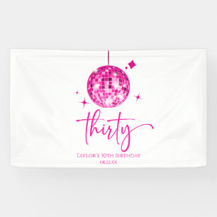 Banderoles Trente Pink Disco Ball 30e fête d'anniversaire