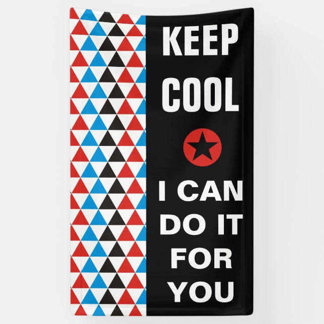 Banderoles Triangles motif - rouge noir bleu + votre dos. (Vertical)