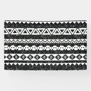 Banderoles Tribal Aztec Paillettes Noires Formes Géométriques
