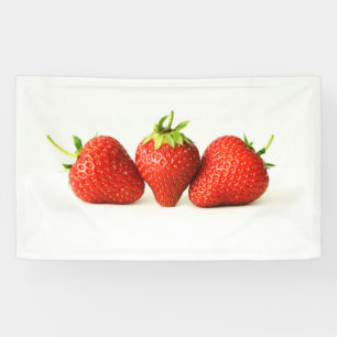 Banderoles Trois Fraises Sur Bnrcn Blanche