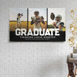 Banderoles Trois photo diplômé audacieux sport noir diplôme<br><div class="desc">Célébrez votre diplômé avec cette bannière de trois photos de graduation qui présente un audacieux "diplômé" sportif en blanc contre un arrière - plan noir. Parfait pour les fêtes de fin d'études ou juste pour l'affichage pour les voisins et amis, cette bannière est design et moderne et se démarque. La...</div>