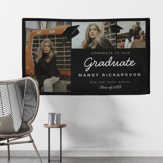 Banderoles Trois photos de Collage Félicitations à l'étudiant (Créateur téléchargé)