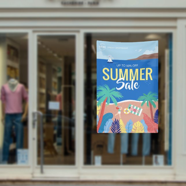 Banderoles Tropical Beach Vente d'été Annonces d'affaires (Tropical Beach Summer Sale Business Ads Banner)