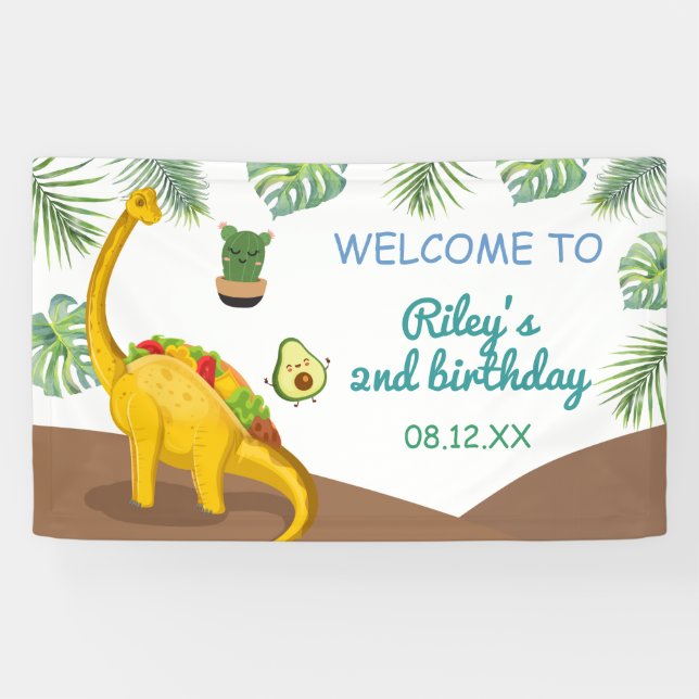 Banderoles Tropical Dinosaur Tacos Tacosaurus Party Anniversa (Horizontal)