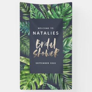 Banderoles Tropical feuille de palme & or script douche de ma