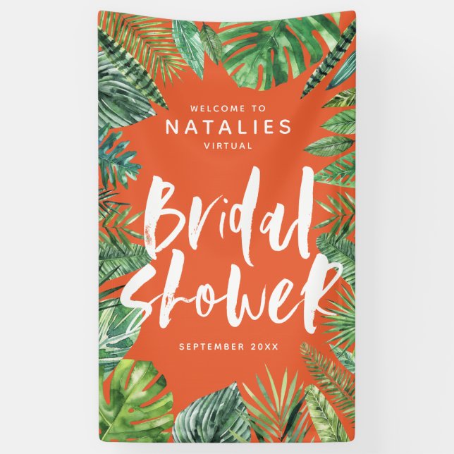 Banderoles Tropical feuille de palme script nuptiale virtuell (Vertical)