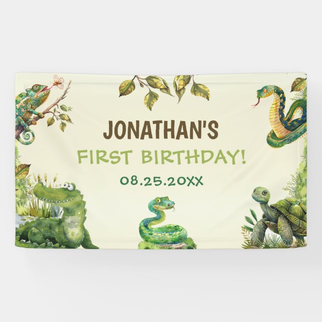 Banderoles Tropical Jungle Reptile Anniversaire de enfant Par (Horizontal)