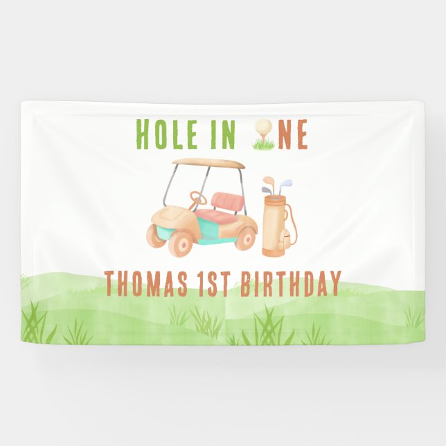 Banderoles Trou en un pour la première fête d'anniversaire (Horizontal)