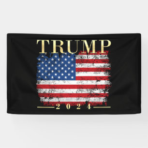 Banderoles Trump 2020 : Elégant drapeau Vintage or