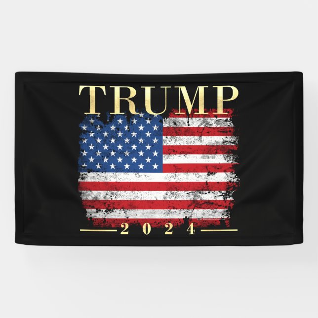 Banderoles Trump 2024 Elegant Gold Vintage American Drapeau (Horizontal)