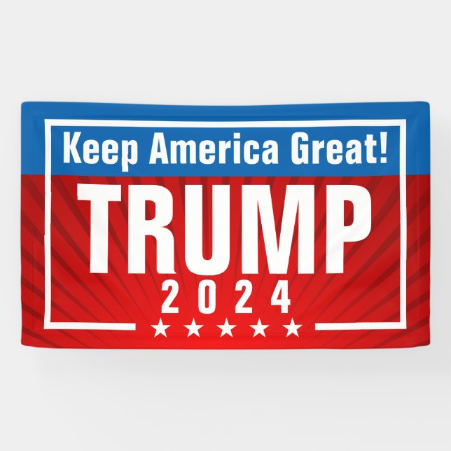 Banderoles Trump 2024 Keep America Great Stars Frame (Horizontal)