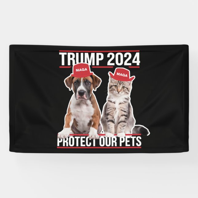 Banderoles Trump 2024 Protégez nos animaux Chiens de chat MAG (Horizontal)