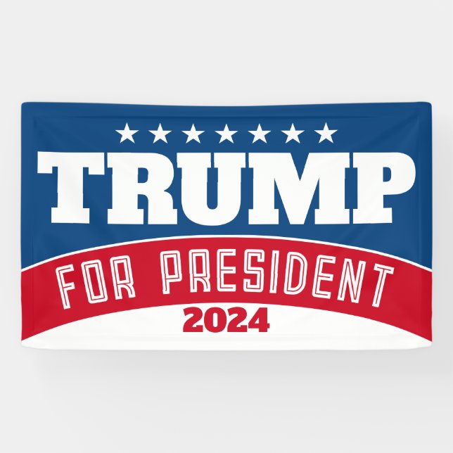 Banderoles Trump 2024 - rouge blanc bleu simple moderne (Horizontal)