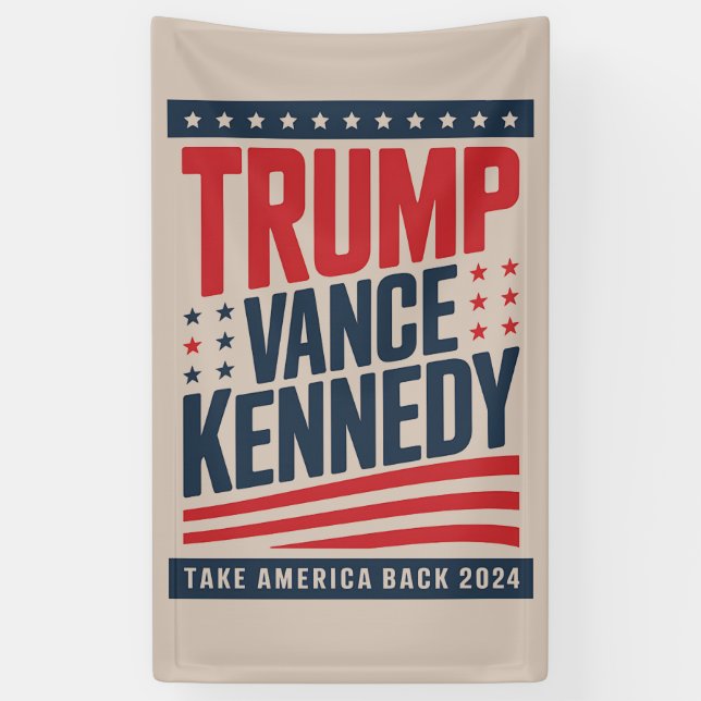 Banderoles Trump Vance Kennedy Reprendre l'Amérique 2024 (Vertical)