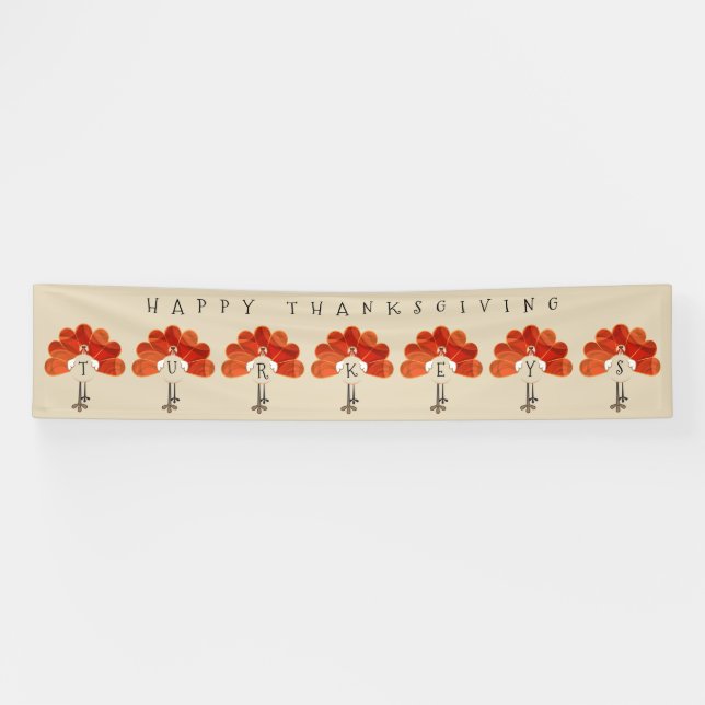 Banderoles Turclés de Thanksgiving en famille (Horizontal)