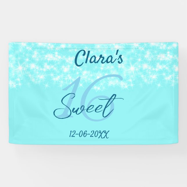 Banderoles Turquoise sarcelle agate doux 16 anniversaire ajou (Horizontal)