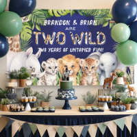 Twin Navy Blue Two Wild Safari Thème fond