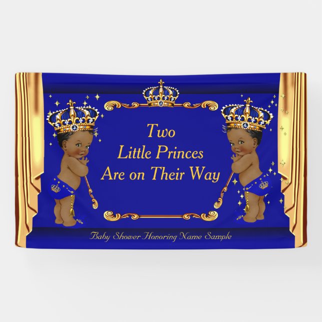 Banderoles Twin Prince Baby shower Blue Gold Draps Ethnique (Horizontal)