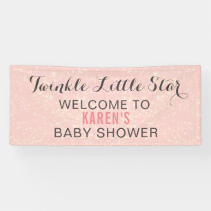 Banderoles Twinkle Little Star Baby shower rose personnalisé