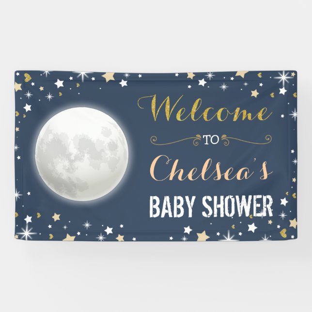 Banderoles  Twinkle Star Marine Gold Moon Baby shower Context (Horizontal)