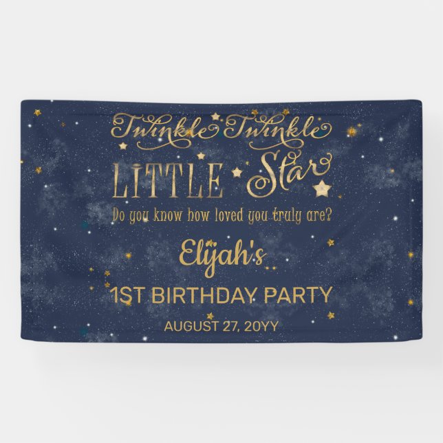 Banderoles Twinkle Twinkle Little Star Boy 1er anniversaire (Horizontal)
