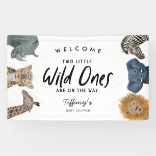 Banderoles Twins Safari Animaux Thème Baby shower Bienvenue