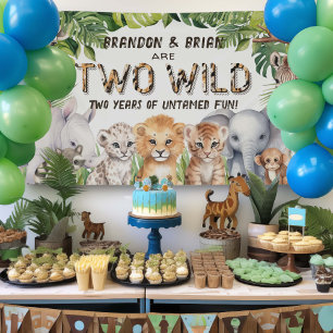 Banderoles Twins Two wild Jungle Animal 2e anniversaire Conte