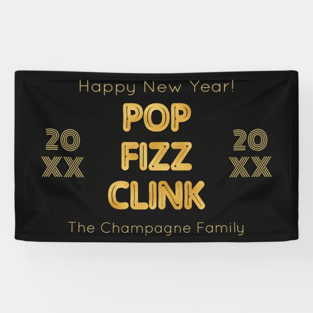 Banderoles Typographie moderne Pop Fizz Clink (Horizontal)