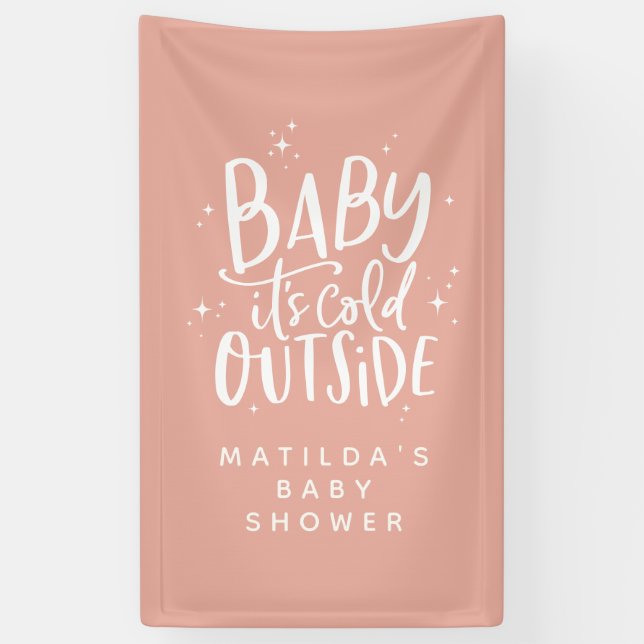 Banderoles Typographie simple moderne baby shower d'hiver (Vertical)
