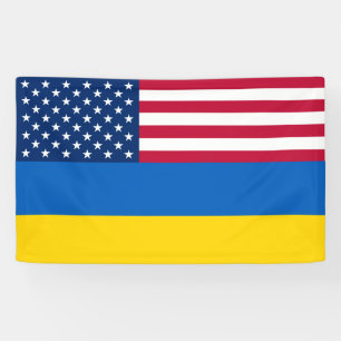 Banderoles Ukraine Patriotique USA - Drapeau américain Solida